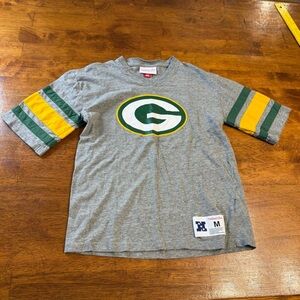 Mitchell & Ness Green Bay Packers Gray Kids Shirt with Green Yellow Stripes Med
